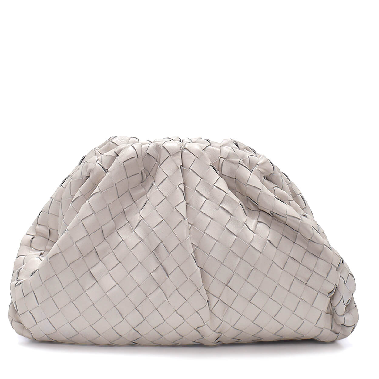 Bottega  Veneta - White Intrecciato Leather Teen Pouch Bag